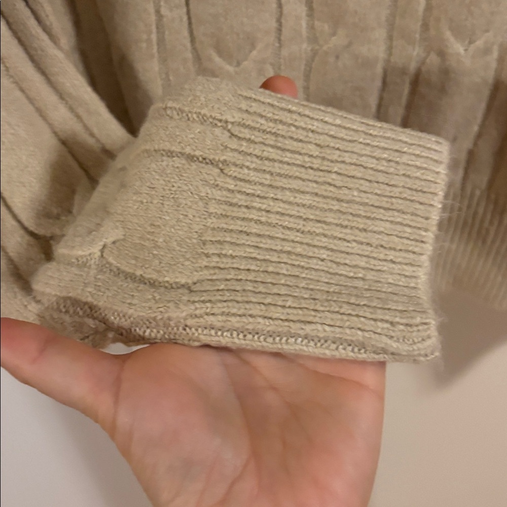 Madden Girl Beige Off-Shoulder Cable Knit Sweater - Picture 3 of 6